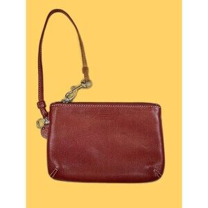 Vintage Coach Red Leather Small Wristlet Zip Top Y2K 2000s Boho Retro